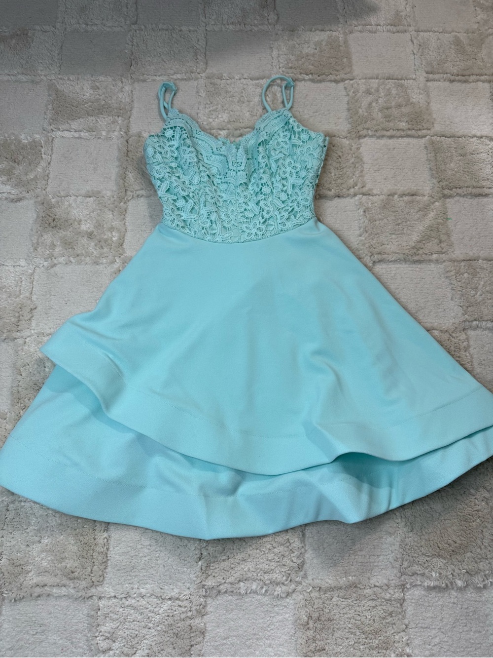 B. Darlin Aqua Lace Bodice Fit-and-Flare Dress Size 1/2